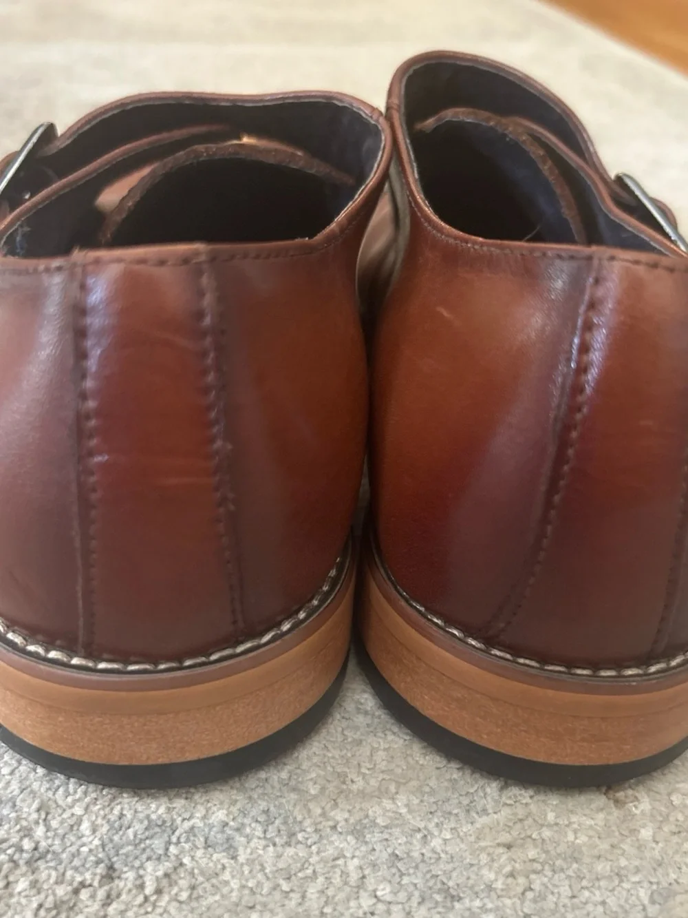 Stacy Adams Brown Leather Monk Strap Oxfords